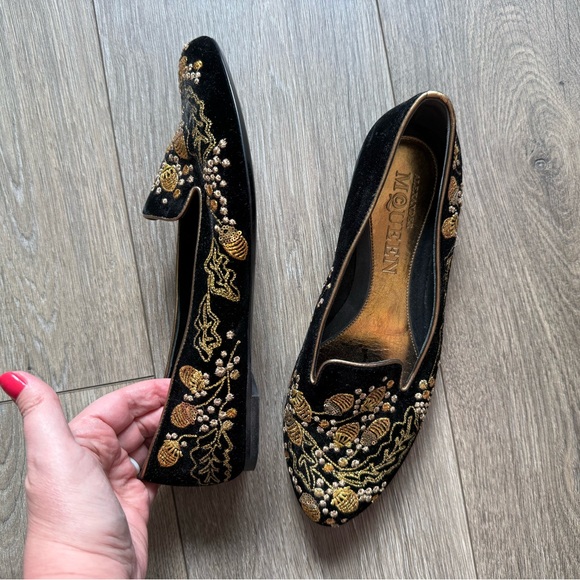 Alexander McQueen Embroidered Velvet Acorn Smoking Slipper - Picture 13 of 15